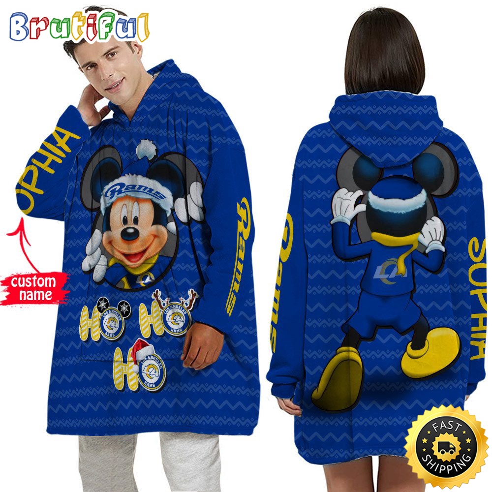 Personalized NFL Los Angeles Rams Blanket Hoodie Mickey Unisex Hoodie