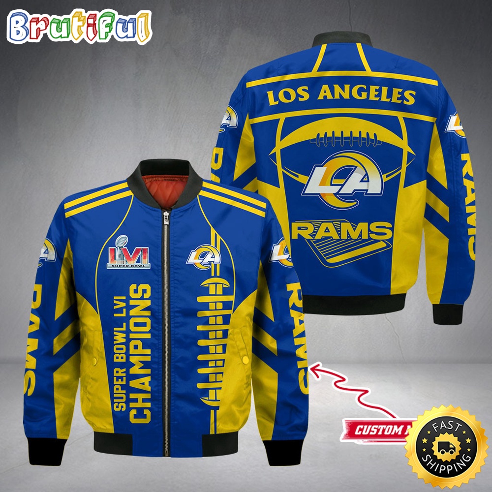 Personalized NFL Los Angeles Rams Super Bowl LVI Champions Bomber Jacket