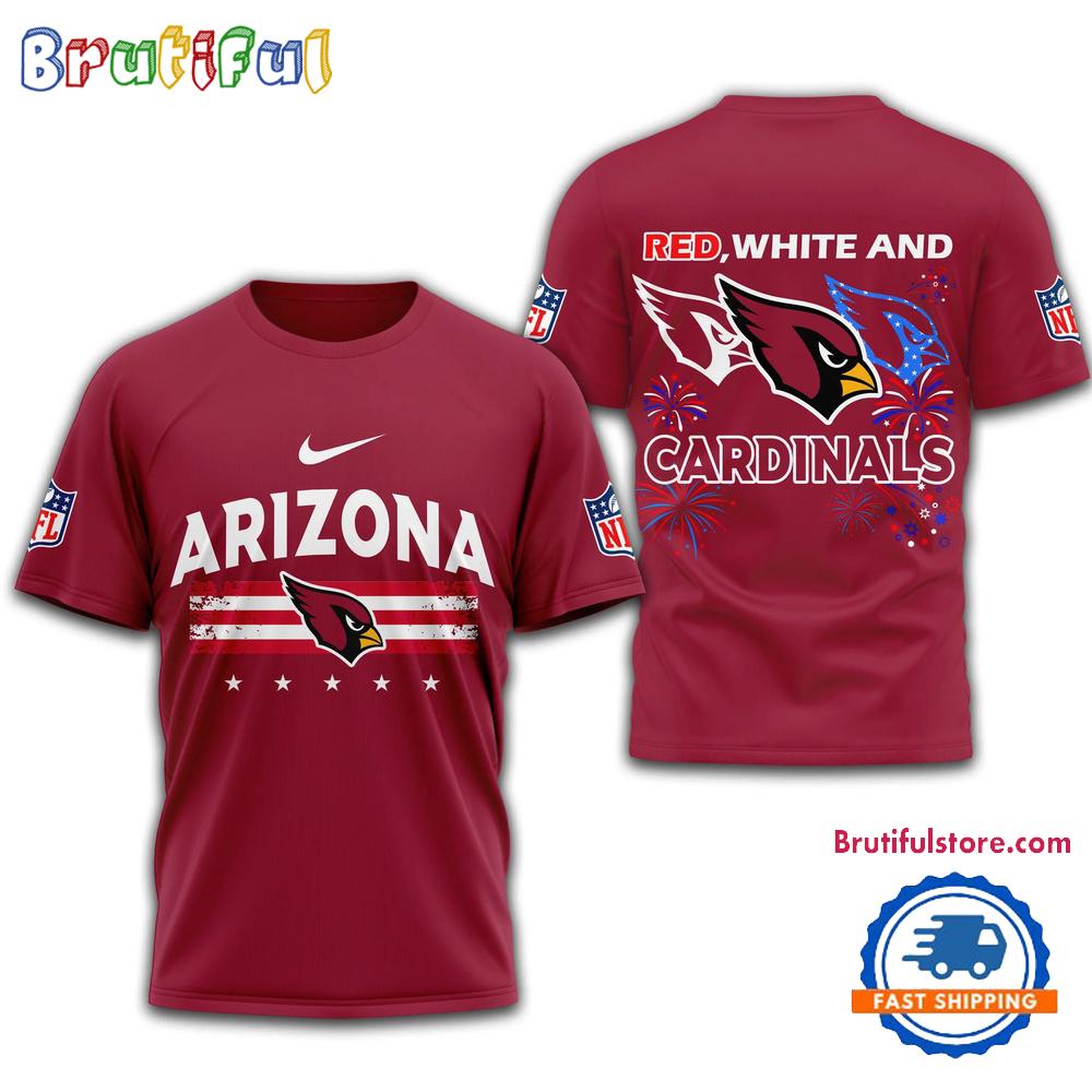 Red White And Arizona Cardinals 2025 Football 4th Of July 3D Shirt