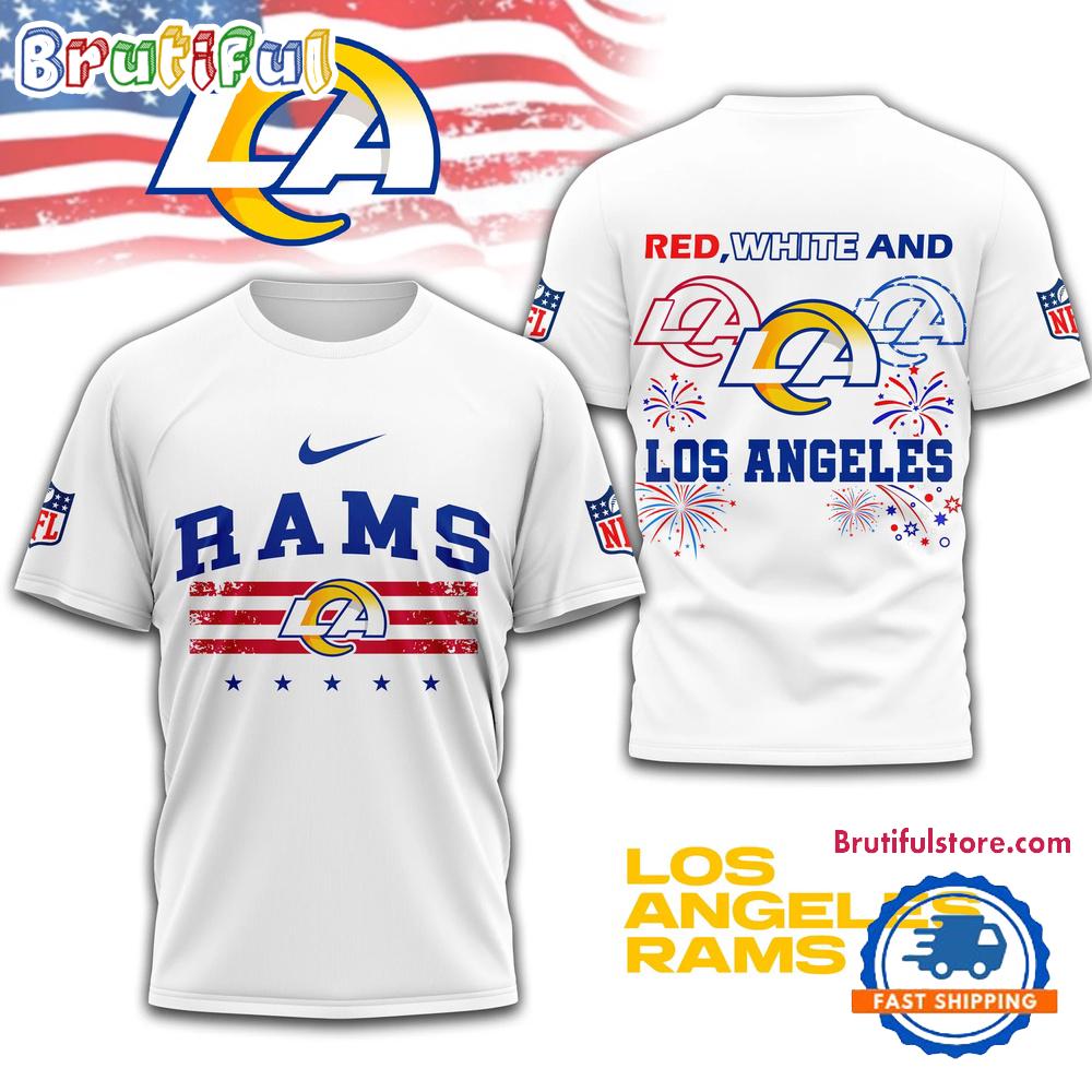 Red White And Los Angeles Rams 4th Of July Independence Day All Over Print Shirt