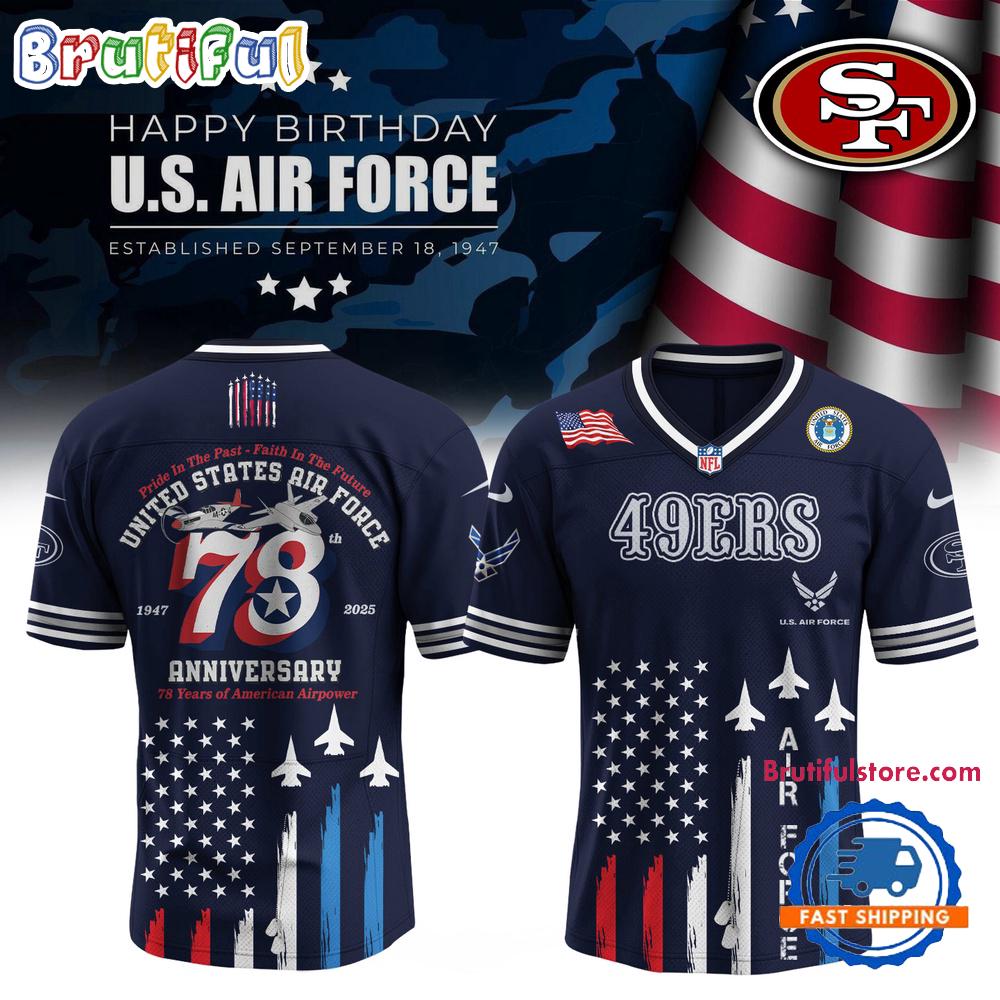 San Francisco 49ers 2025 NFL US Air Force Birthday Football Jersey