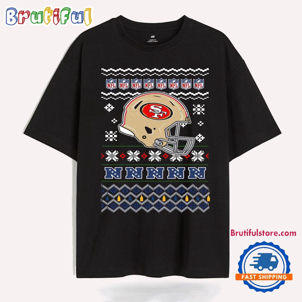 San Francisco 49ers Football Logo Team Helmet Merry Chritmas 2024 T Shirt