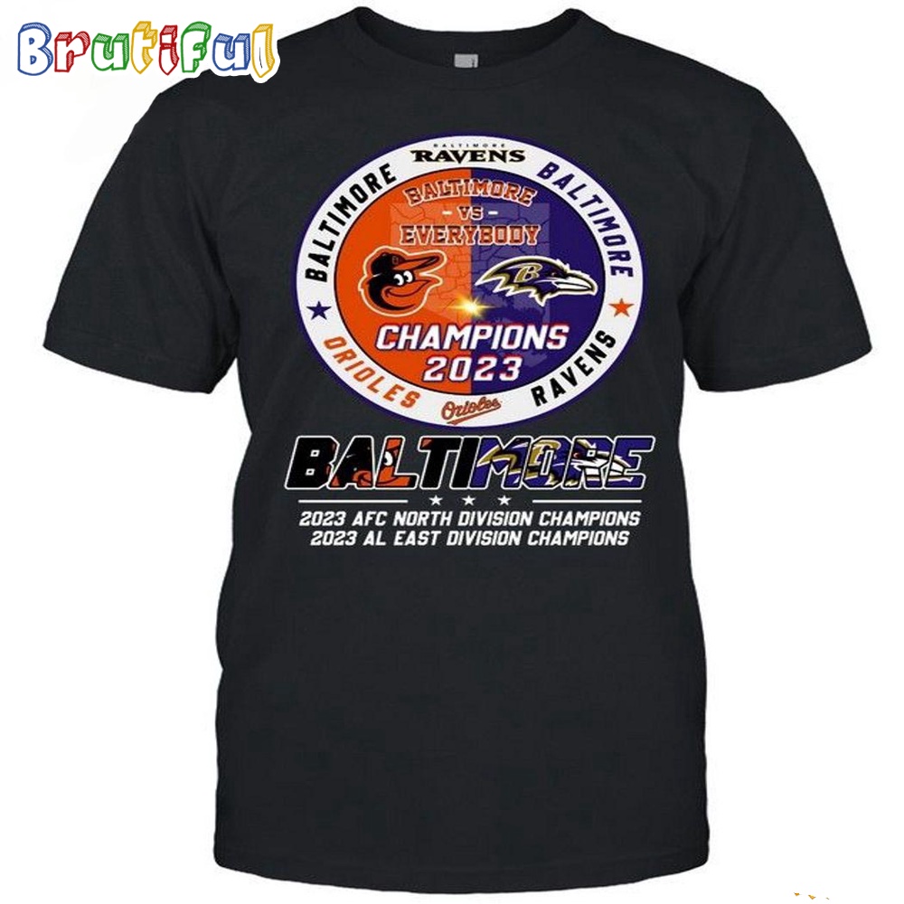 Baltimore Ravens 2023 AFC North Division And 2023 AL East Division Champion T-Shirt