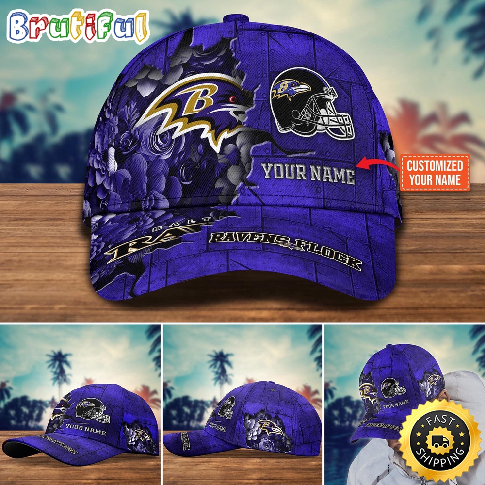 Baltimore Ravens Baseball Cap Flower Custom Trending Cap