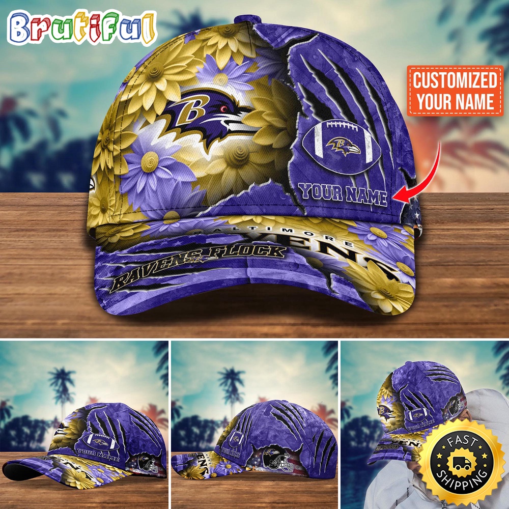 Baltimore Ravens Baseball Cap Flower New Trending Custom Cap For Fan