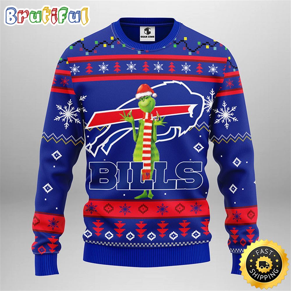 Buffalo Bills Christmas Ugly Sweater Print Funny Grinch Show Your Team Spirit