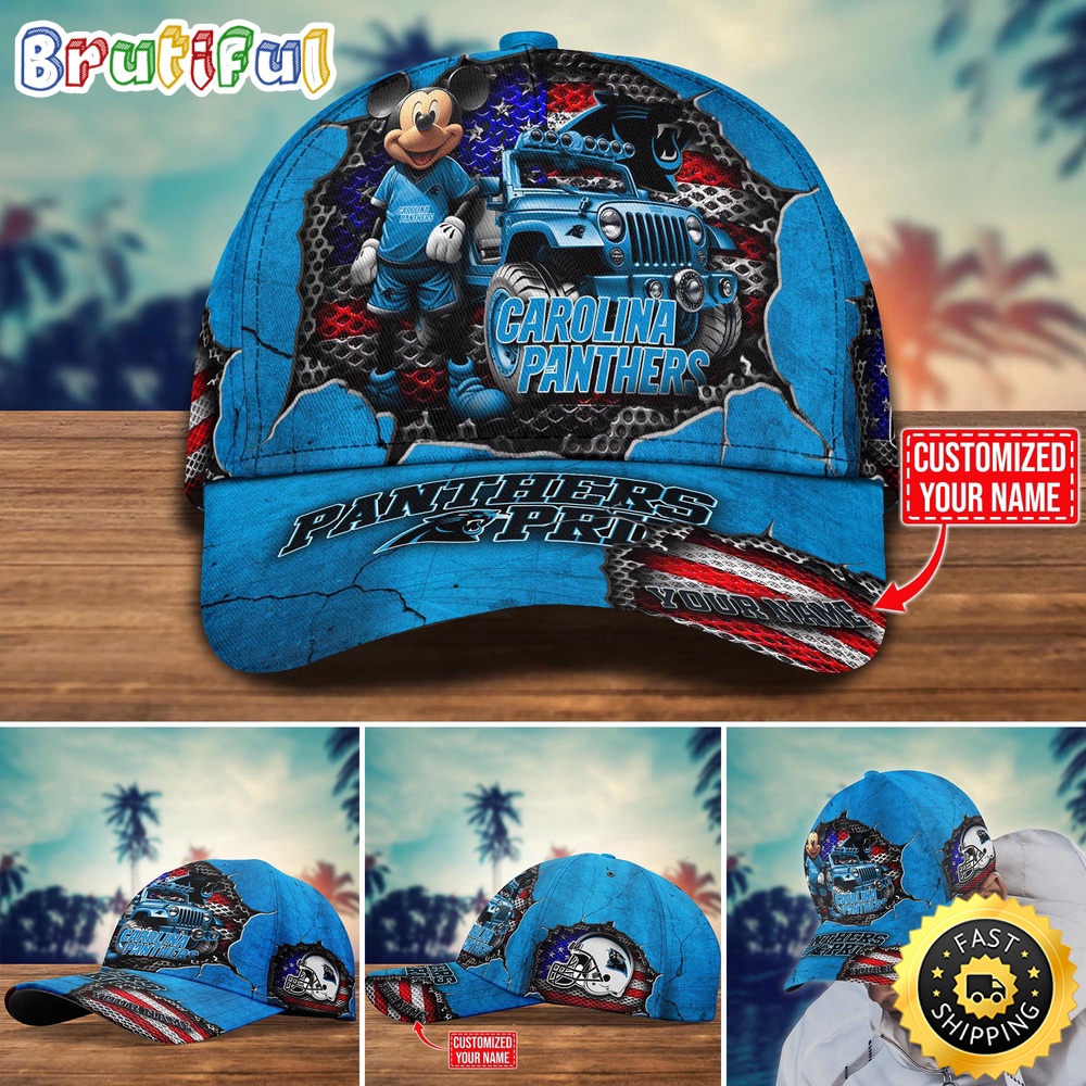Carolina Panthers Baseball Cap Mickey Mouse Customize Cap
