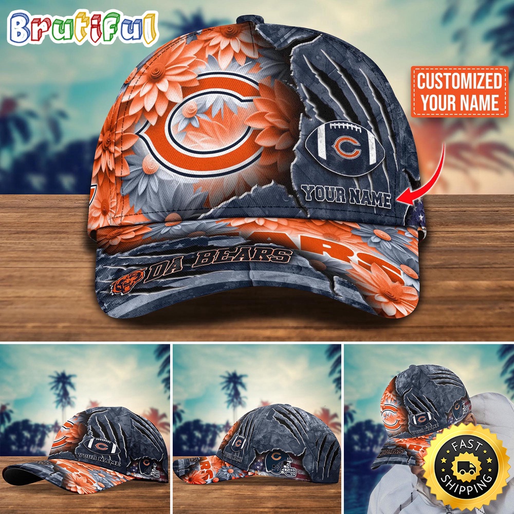 Chicago Bears Baseball Cap Flower New Trending Custom Cap For Fan