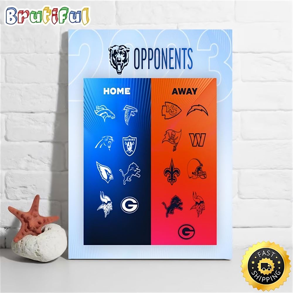 Chicago Bears 2023 Regular Season Opponents Poster