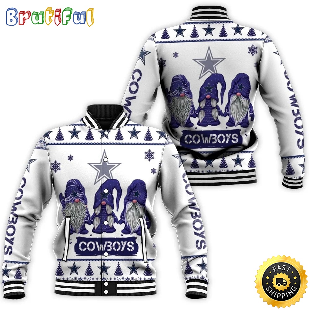 Christmas Gnomes Dallas Cowboys Baseball Jacket Ugly Sweatshirt Christmas