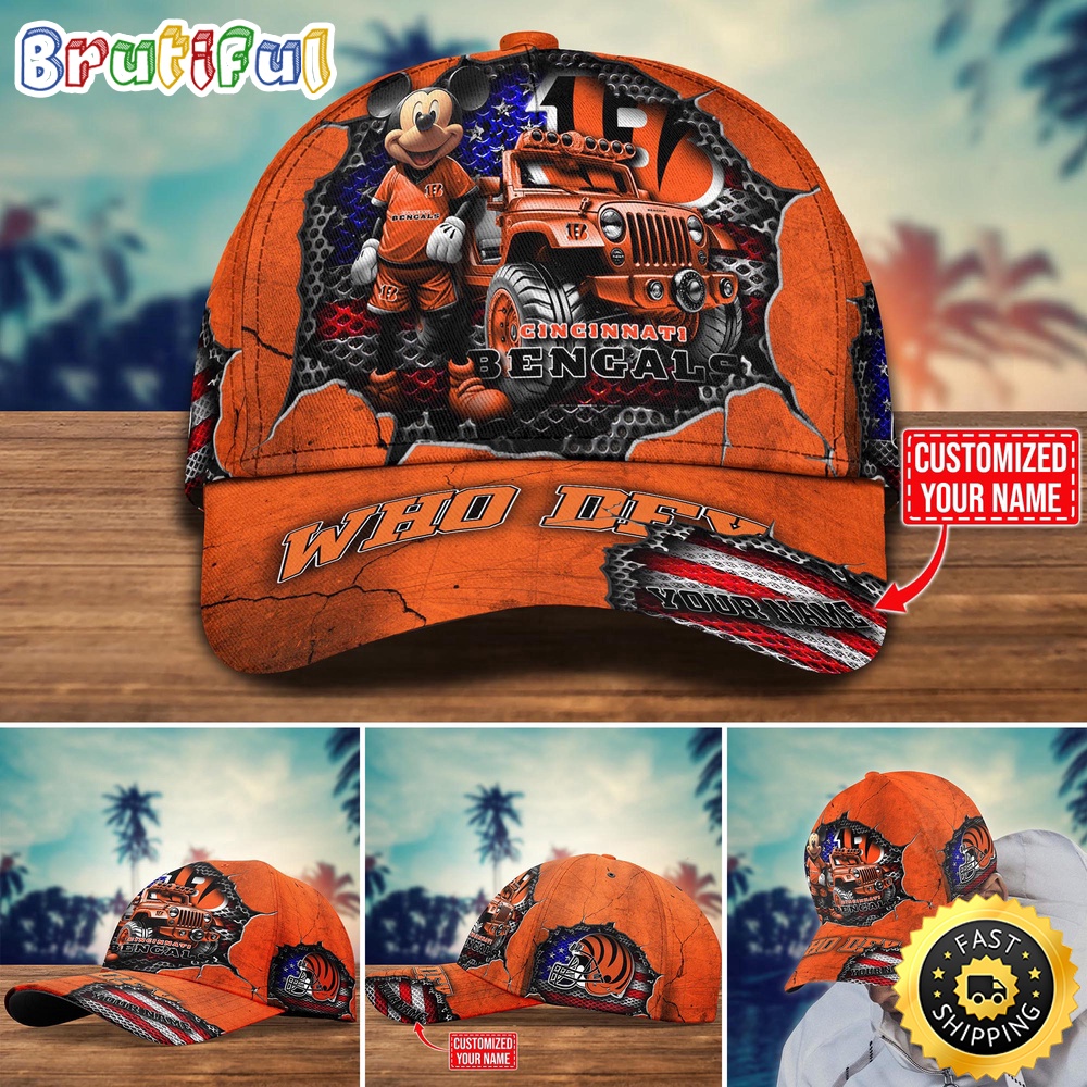 Cincinnati Bengals Baseball Cap Mickey Mouse Customize Cap