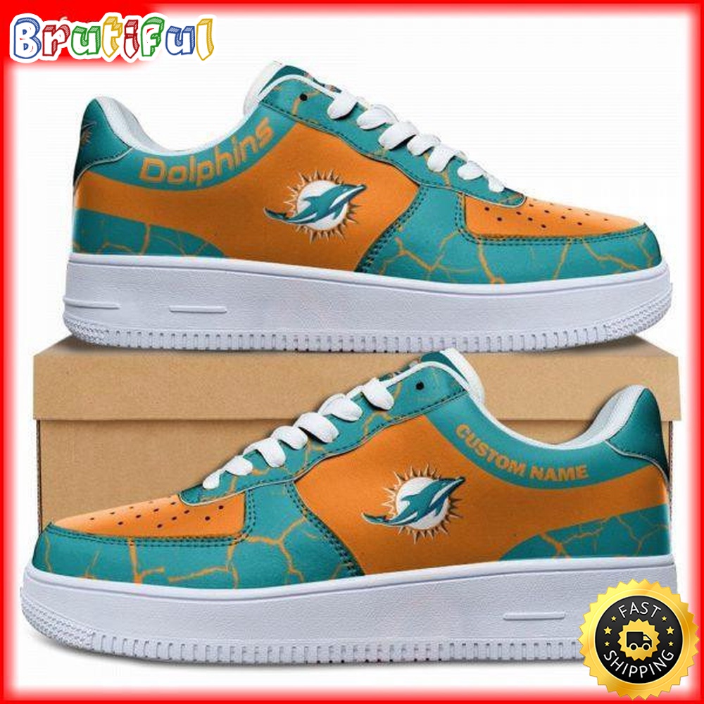 Custom NFL Miami Dolphins Air Force 1 Shoes Sneaker Football Shoes For Fans