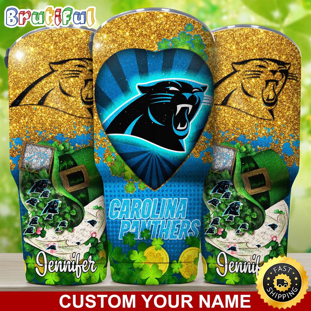 Custom Name NFL Carolina Panthers Tumbler Nfl Patricks Day Tumbler