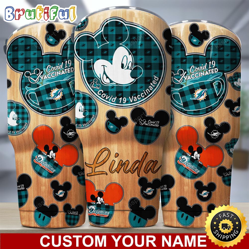 Custom Name NFL Miami Dolphins Tumbler Nfl Mickey Tumbler