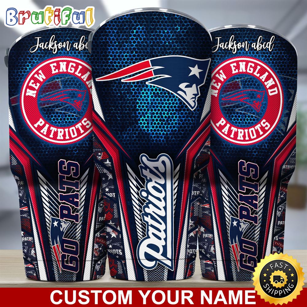 Custom Name NFL New England Patriots Tumbler NFL Tumbler Jersey Style For Your Loved Ones