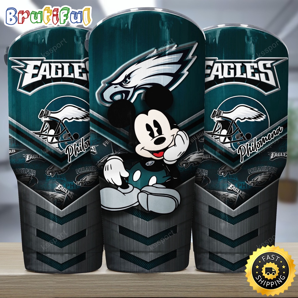 Custom Name NFL Philadelphia Eagles Tumbler Mickey And Logo Nfl Tumbler