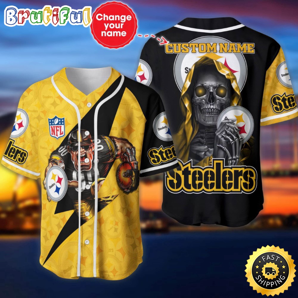 Custom Name NFL Pittsburgh Steelers Baseball Jersey The Reaper Shirts