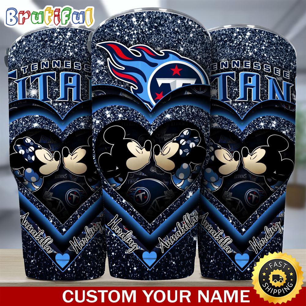 Custom Name NFL Tennessee Titans Tumbler Mickey Tumbler For Couples This Valentine