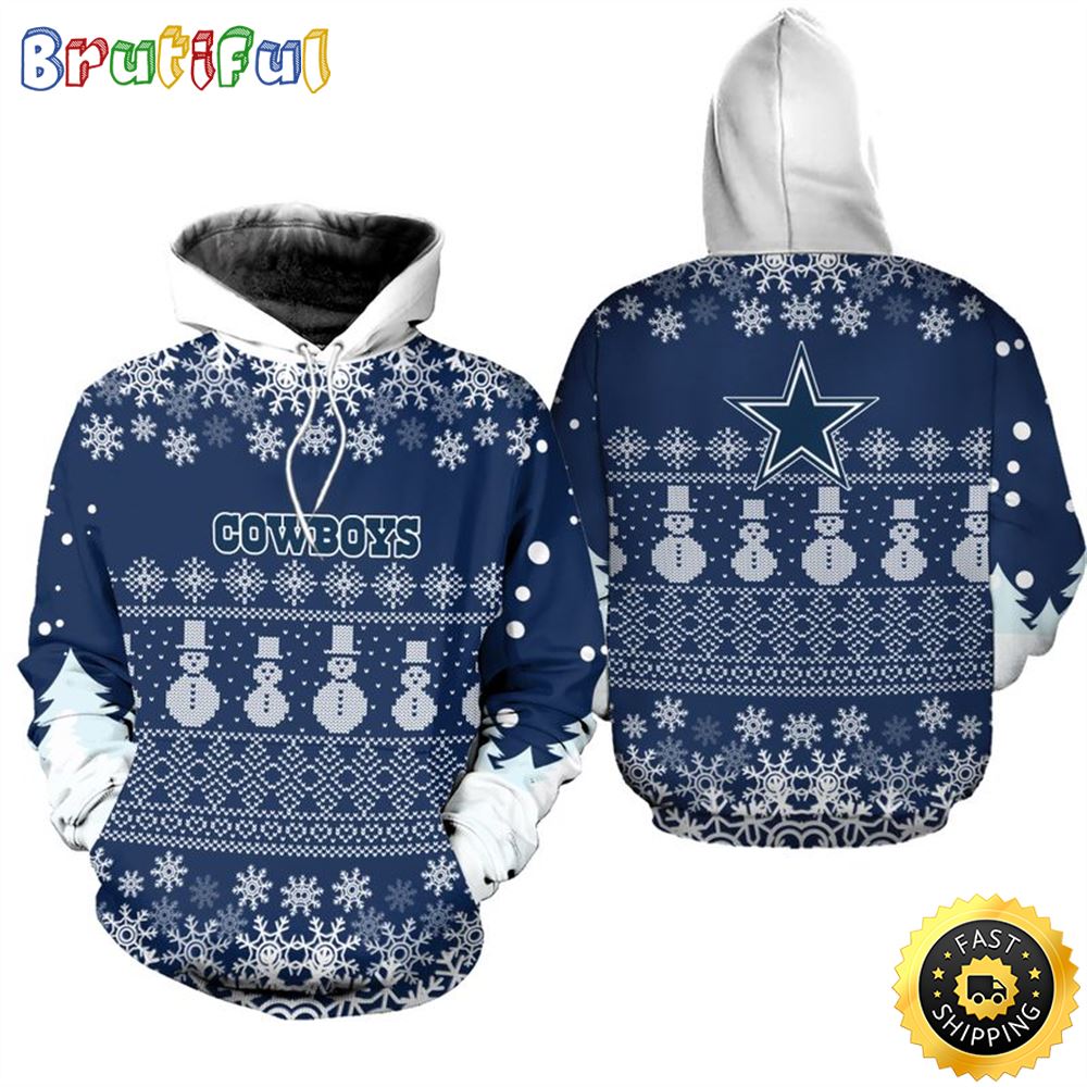 Dallas Cowboys Christmas Pine Football NFL All Over Print Hoodie Shirt