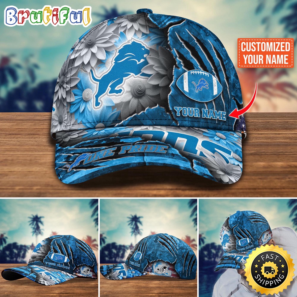 Detroit Lions Baseball Cap Flower New Trending Custom Cap For Fan