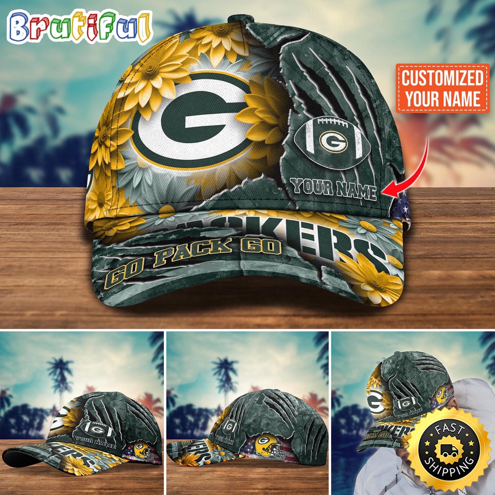 Green Bay Packers Baseball Cap Flower New Trending Custom Cap For Fan