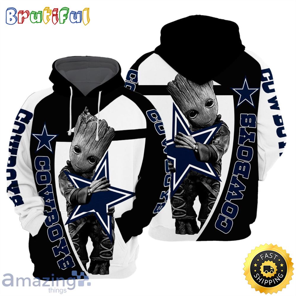 Groot Hug Dallas Cowboys Nfl Baby Groot 3d Hoodie