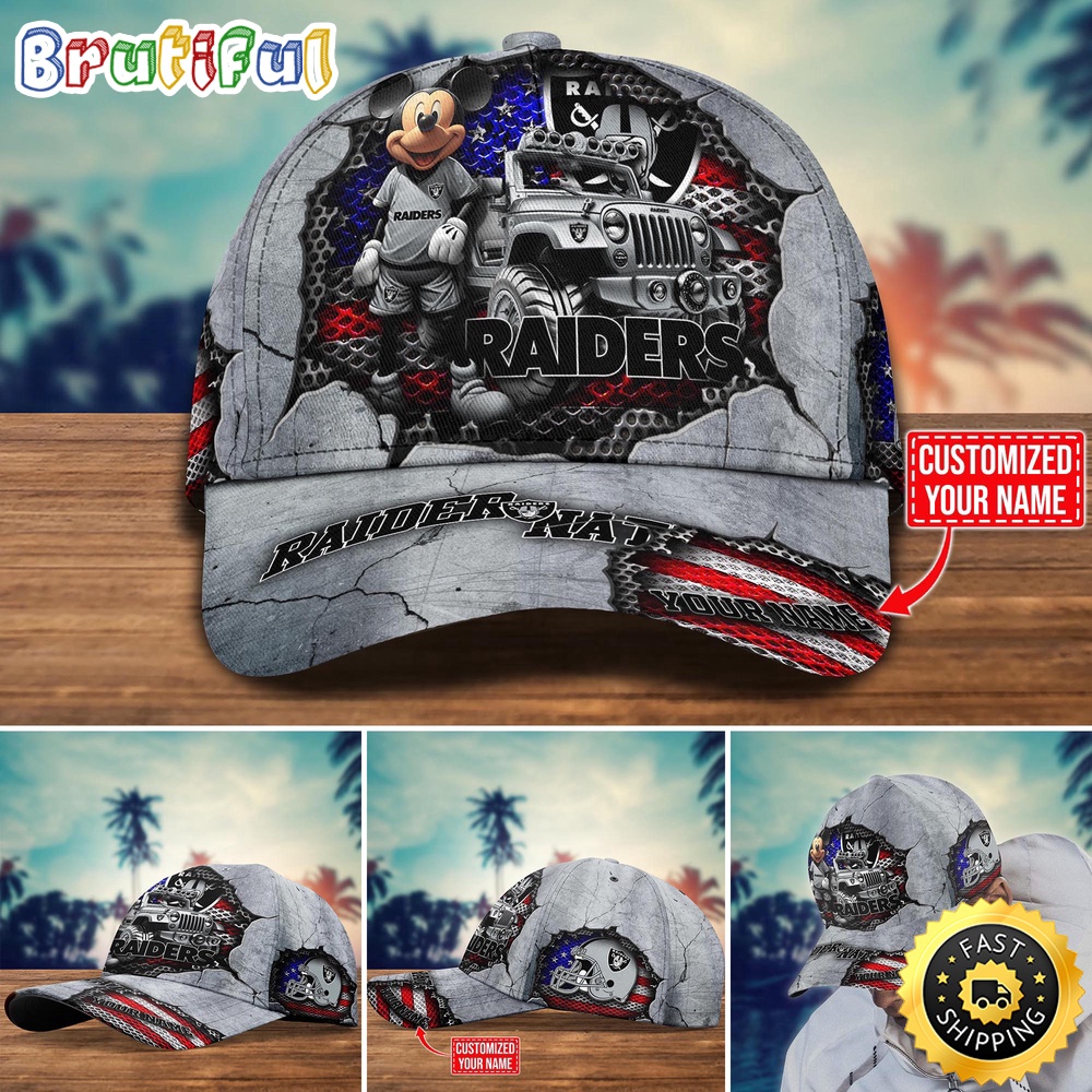 Las Vegas Raiders Baseball Cap Mickey Mouse Customize Cap