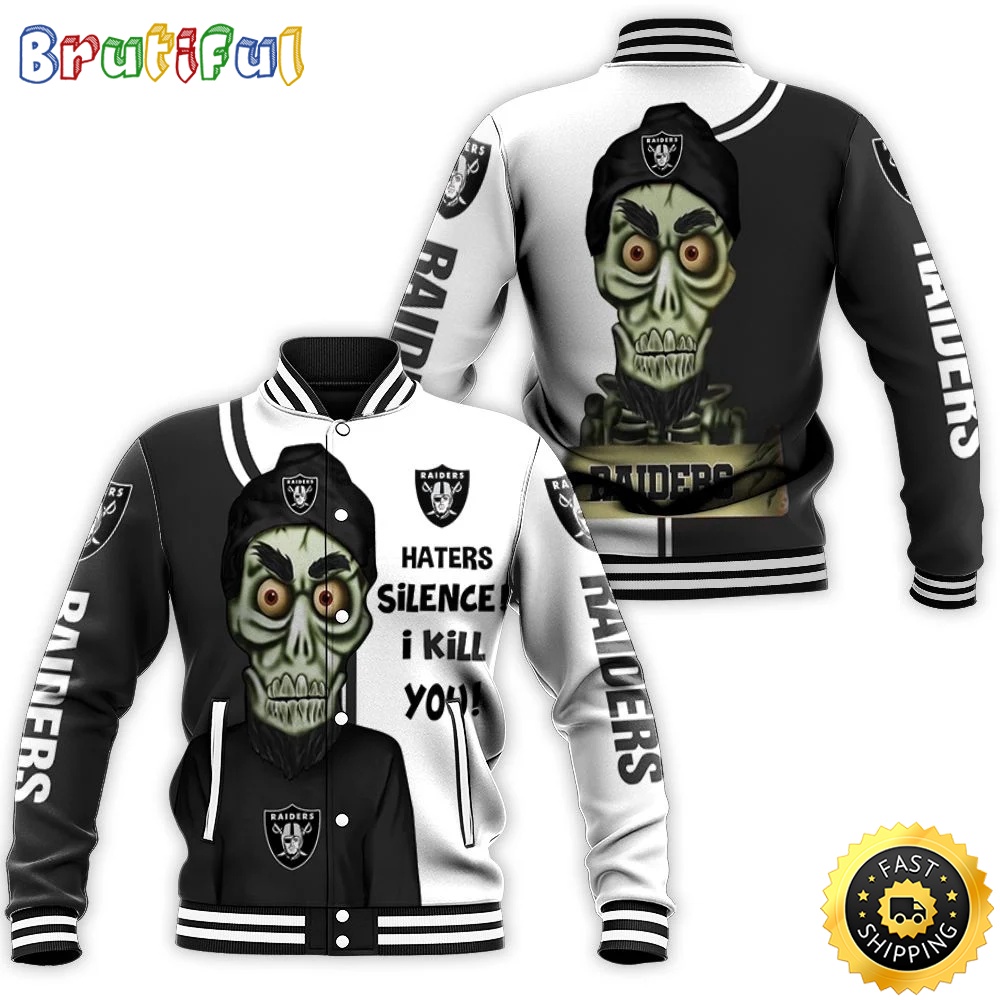 Las Vegas Raiders Baseball Jacket Haters I Kill You