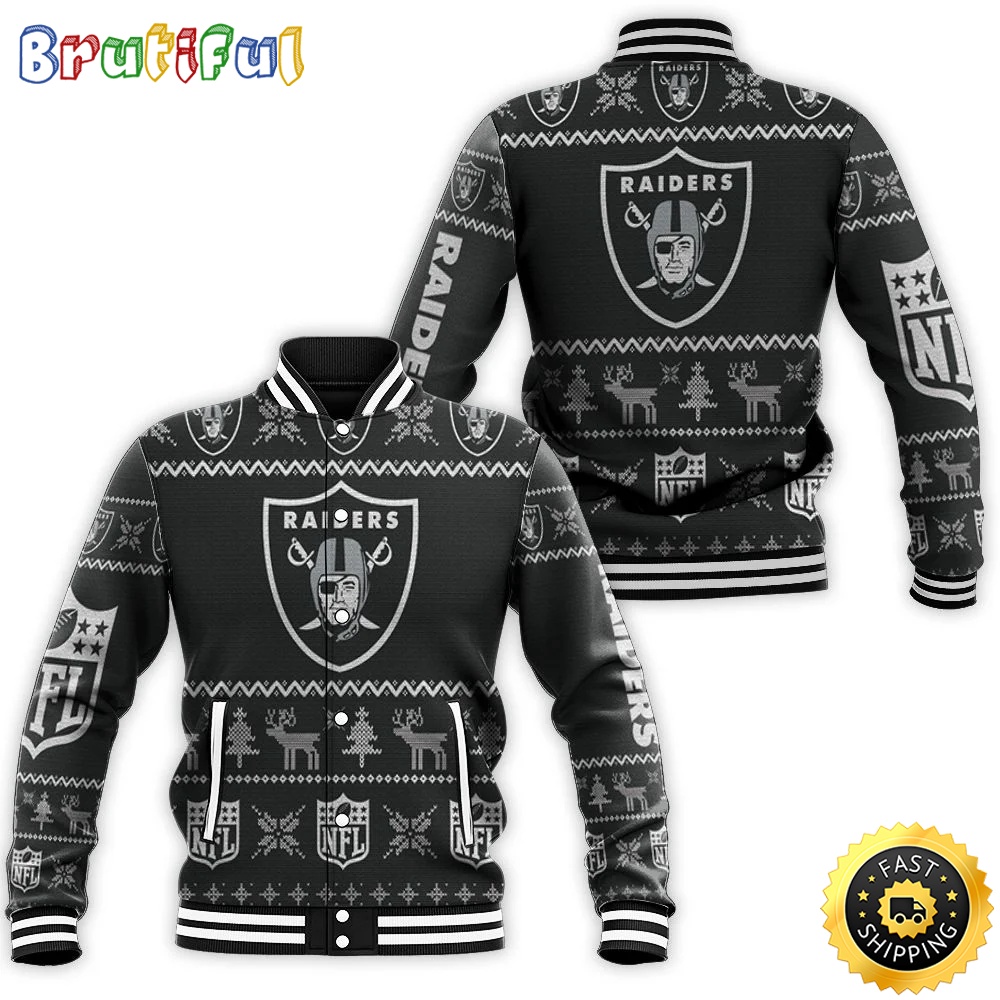 Las Vegas Raiders Baseball Jacket Ugly Sweatshirt Christmas