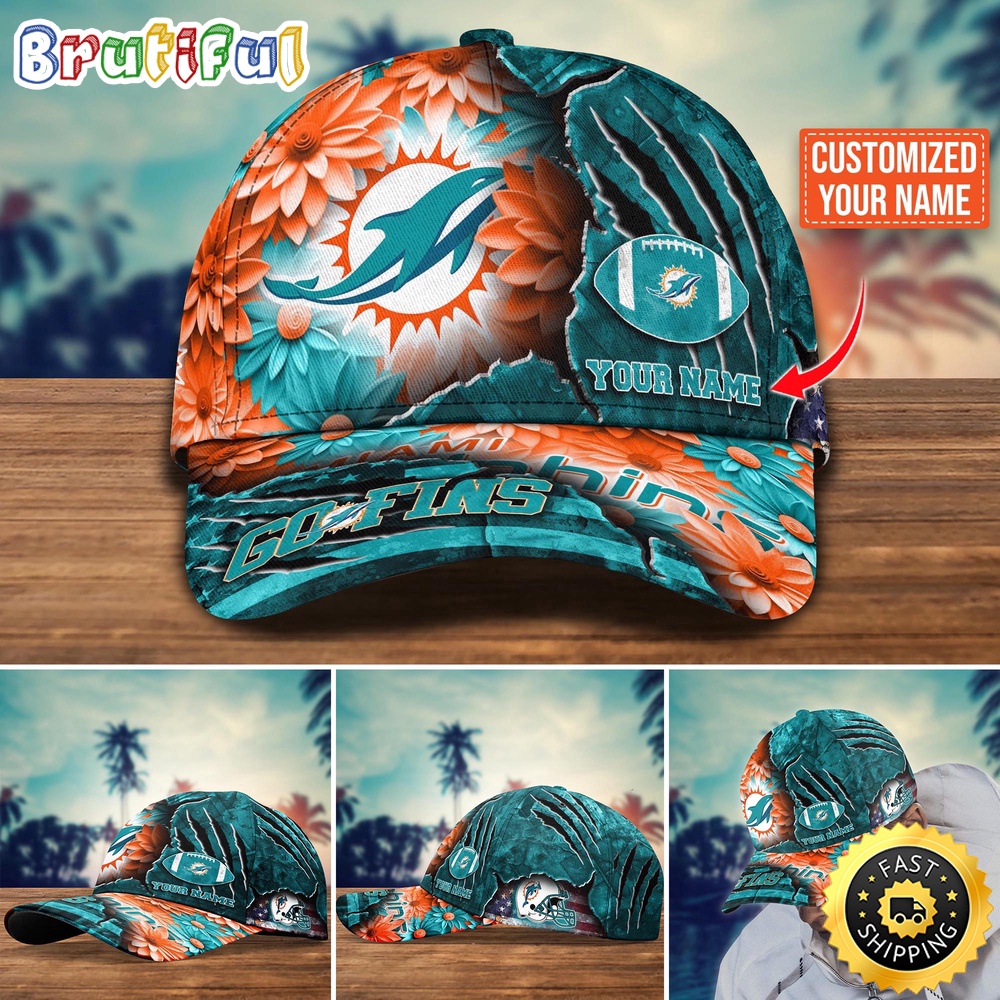 Miami Dolphins Baseball Cap Flower New Trending Custom Cap For Fan
