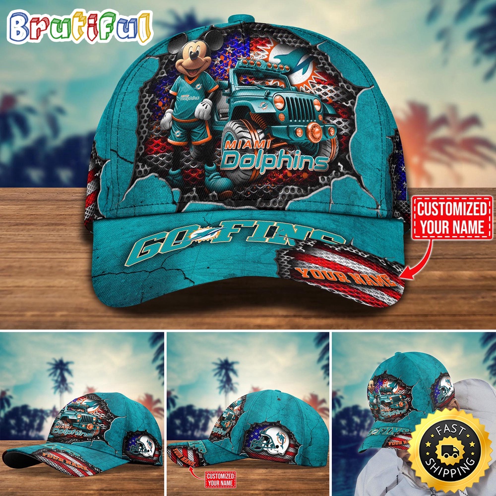 Miami Dolphins Baseball Cap Mickey Mouse Customize Cap