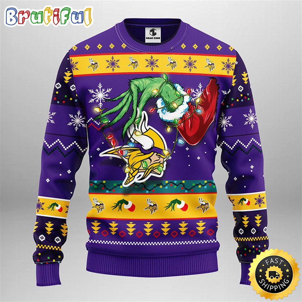 Minnesota Vikings Christmas Ugly Sweater Grinch Show Your Team Spirit