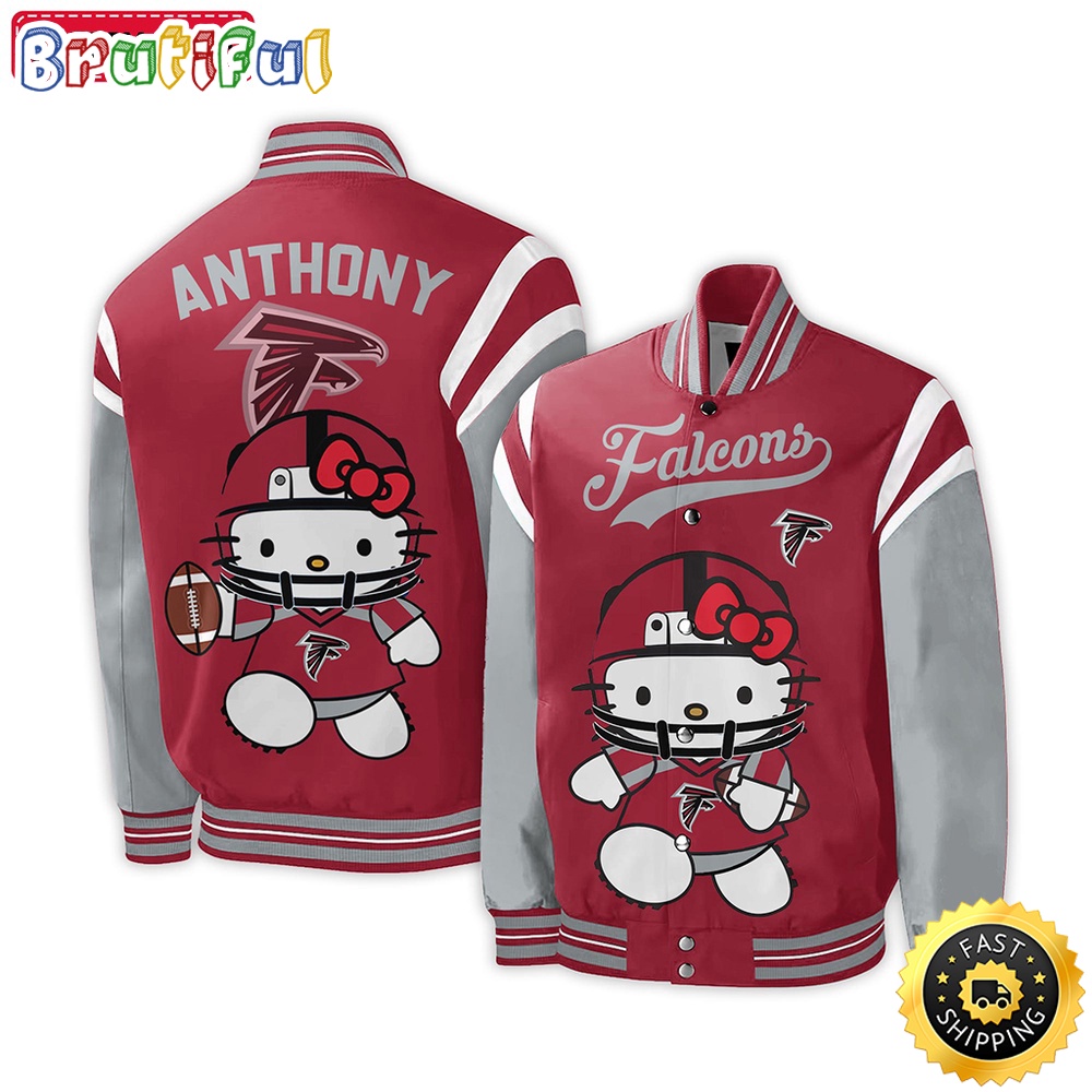 NFL Atlanta Falcons Baseball Jacket Hello Kitty Personalized Baseball Jacket