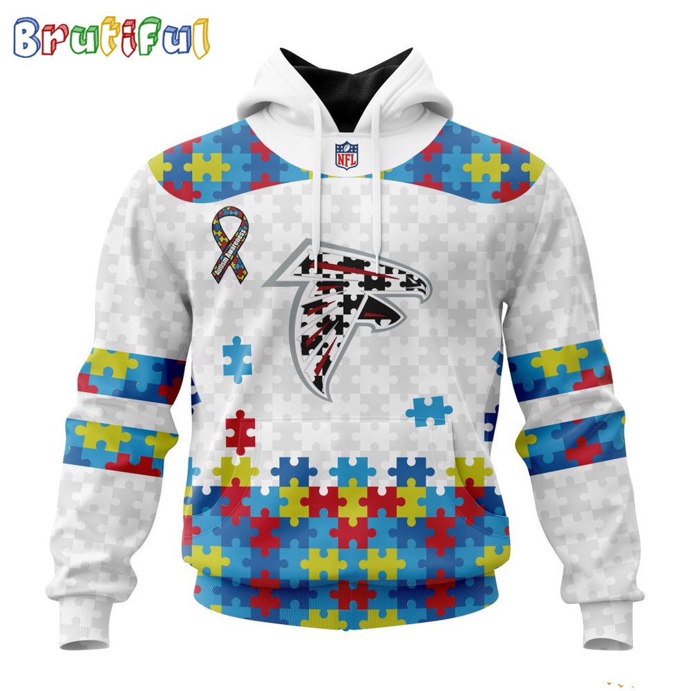 NFL Atlanta Falcons Hoodie Special Autism Awareness Design 3D Hoodie