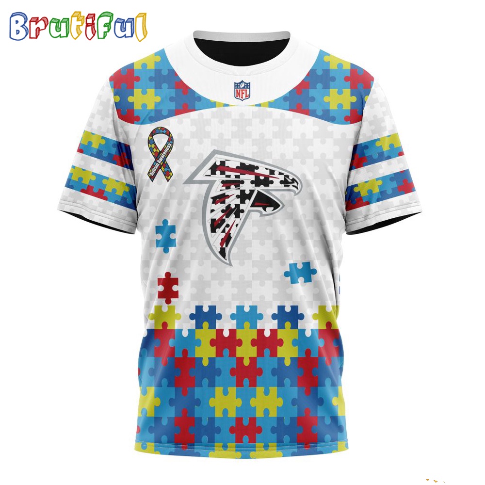 NFL Atlanta Falcons T-Shirt Special Autism Awareness Design 3D T-Shirt