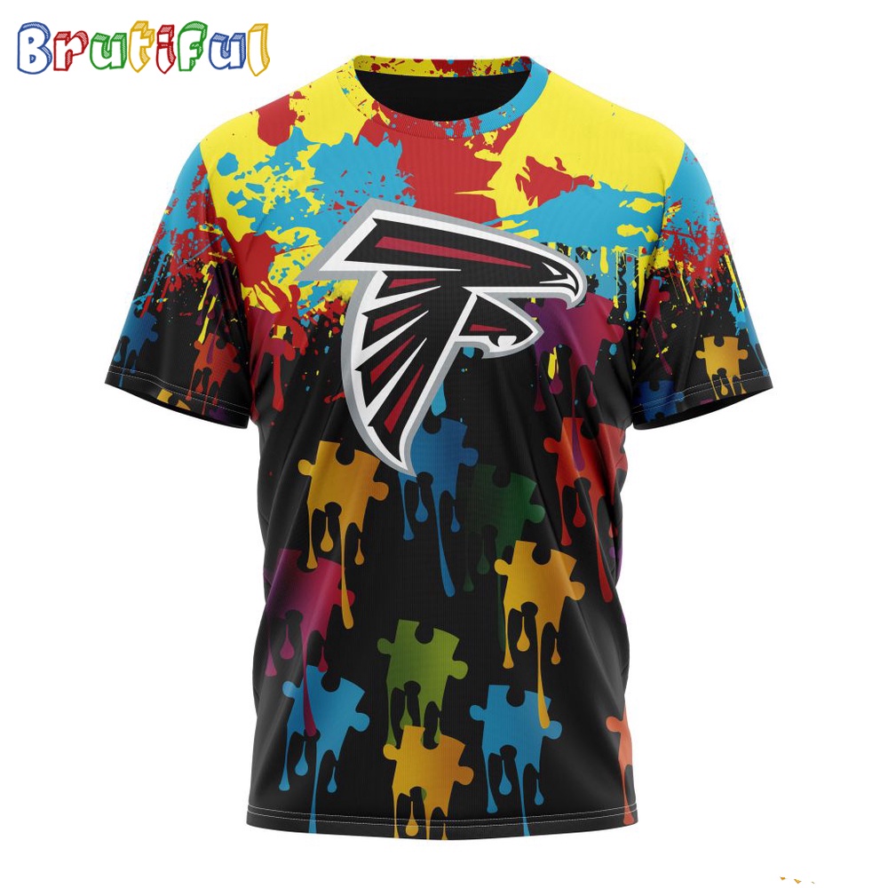 NFL Atlanta Falcons T-Shirt Special Autism Awareness Design Football T-Shirt