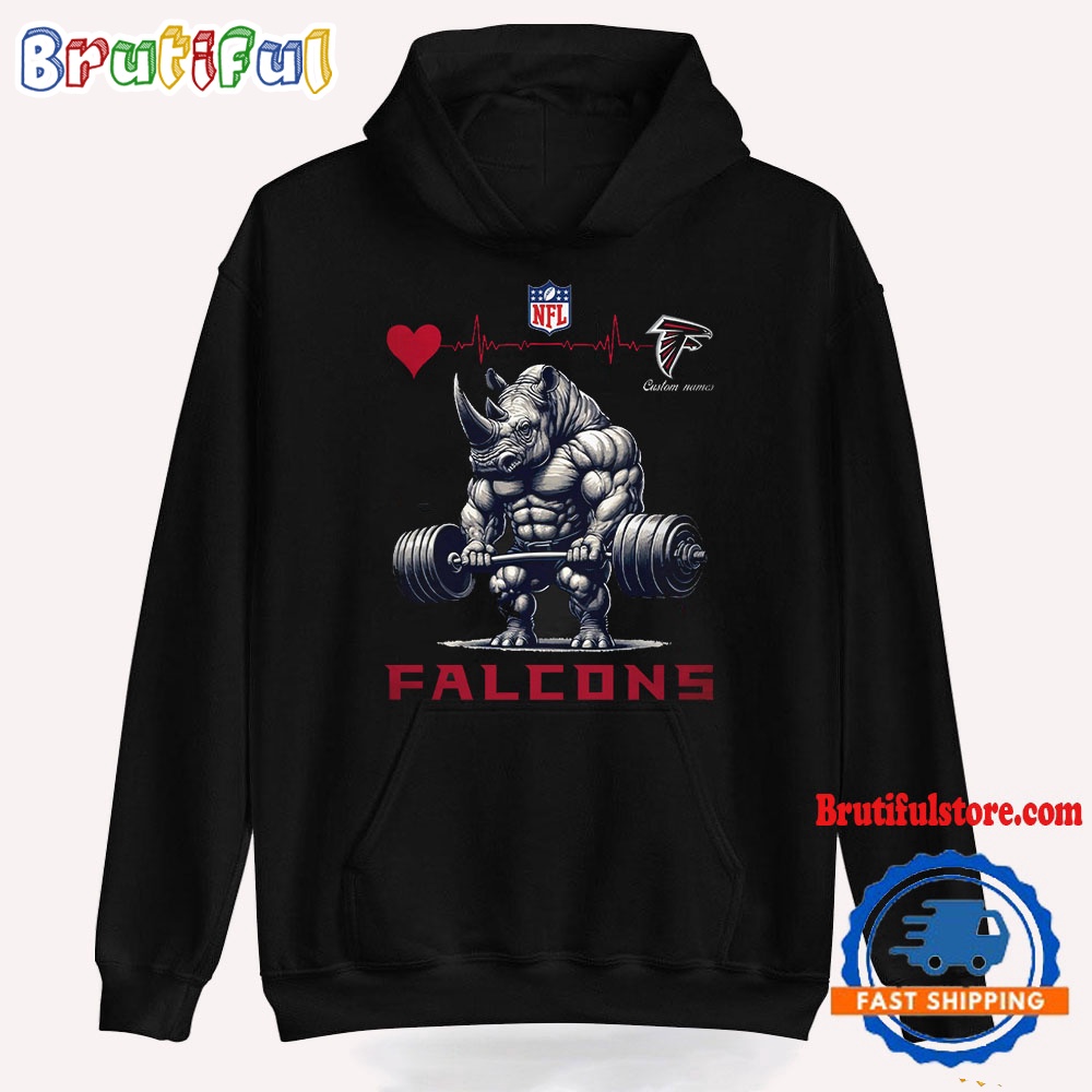 NFL Atlanta Falcons Team Funny Rhinoceros Powerlifting Hoodie Shirt