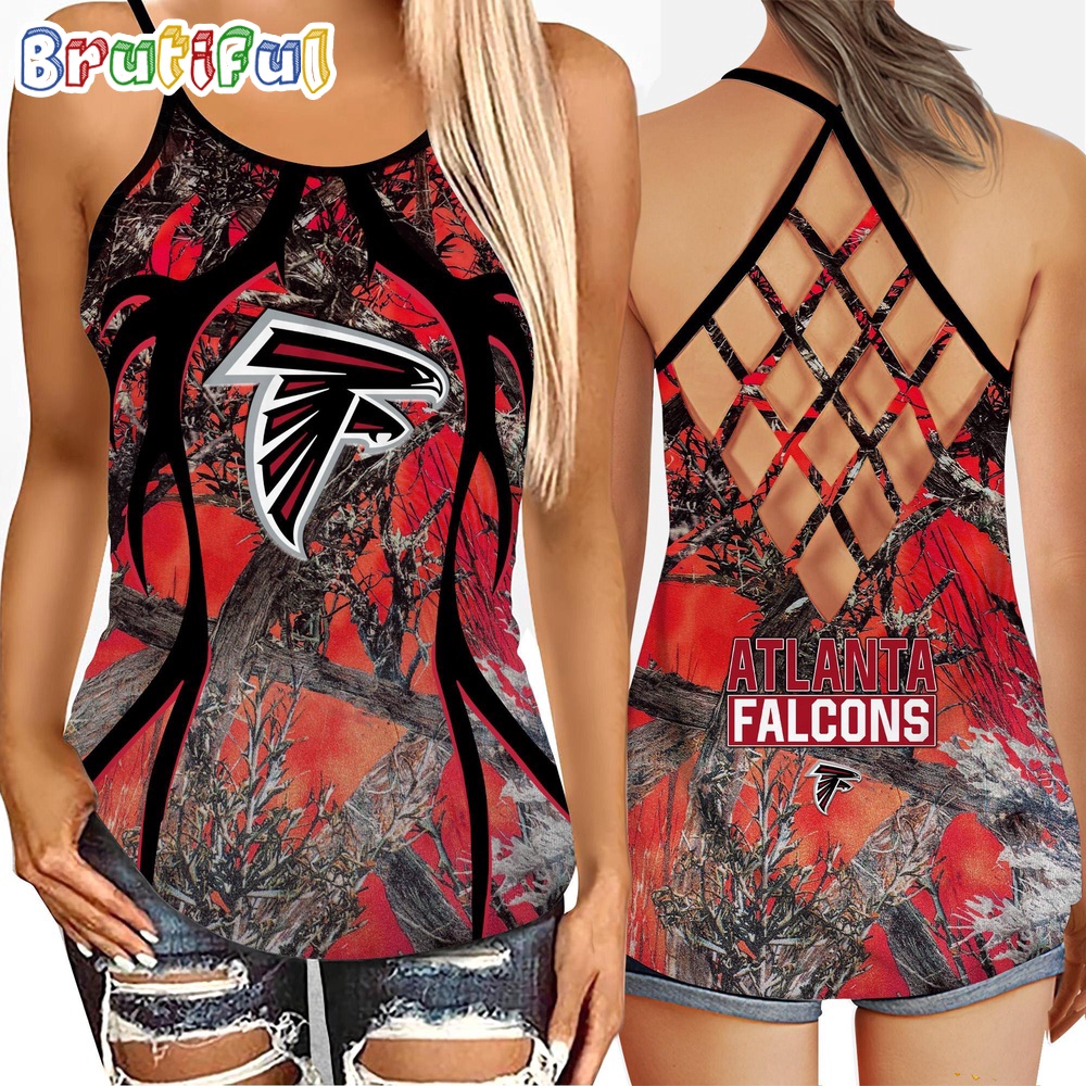 NFL Atlanta Falcons Women's Tank Top, Football Team Logo Criss Cross Tank Top