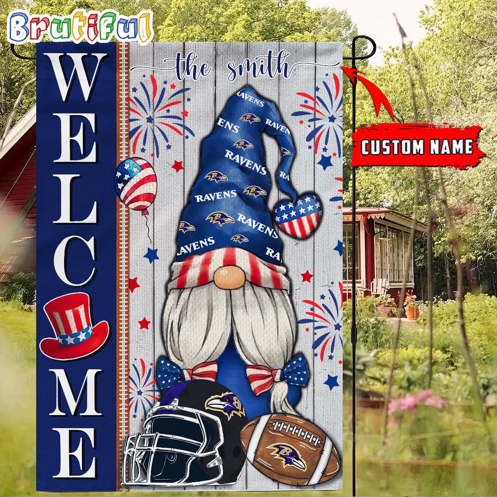 NFL Baltimore Ravens America 4th Of July Independence Day Flag, Football Gomes 4th Of July Garden Flag