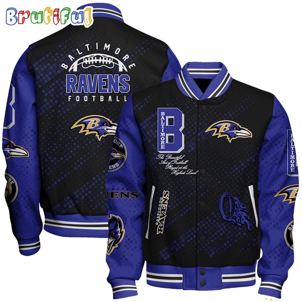 NFL Baltimore Ravens Baseball Jacket Print Logo Team Football Jacket