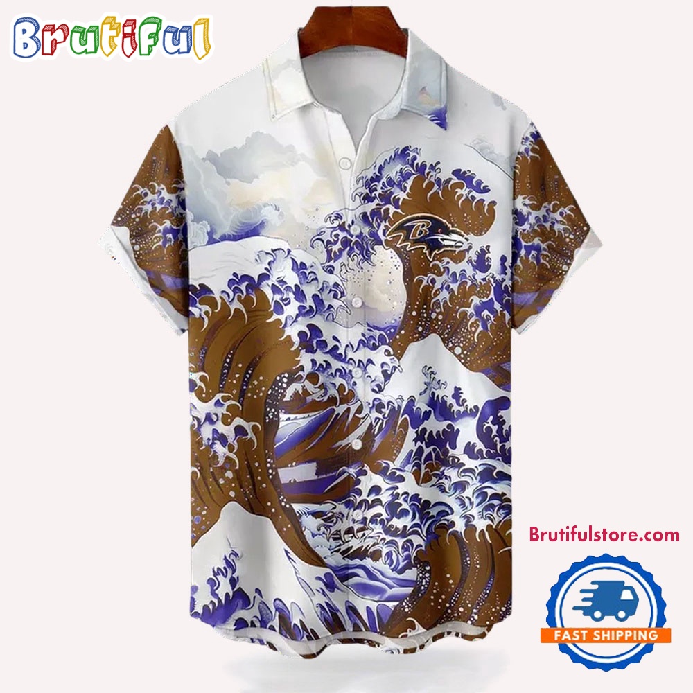 NFL Baltimore Ravens Football Special Great Wave Hawaiian Shirt