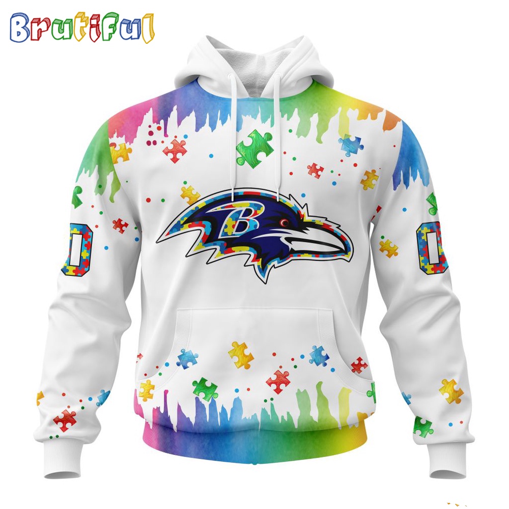 NFL Baltimore Ravens Hoodie Special Autism Awareness Design All Over Print Hoodie