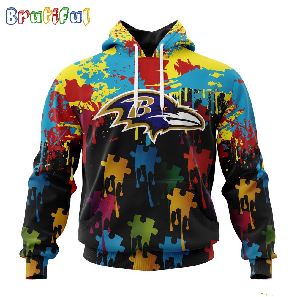 NFL Baltimore Ravens Hoodie Special Autism Awareness Design Football Hoodie