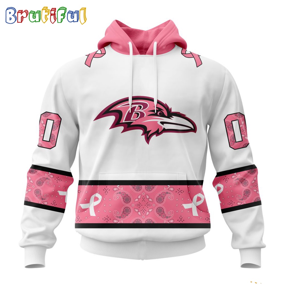 NFL Baltimore Ravens Hoodie Special Pink Design Fight Breast Cancer