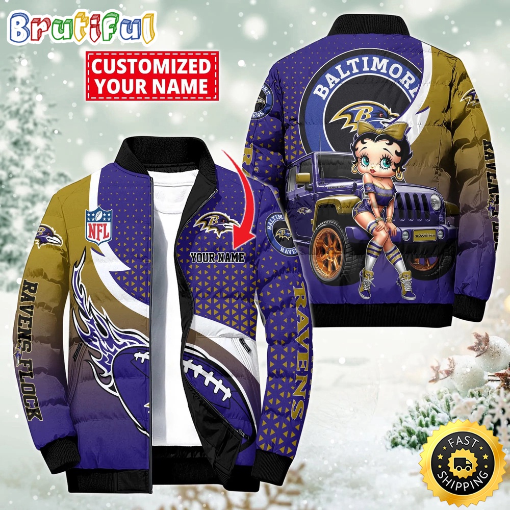 NFL Baltimore Ravens Puffer Jacket Betty Boop Custom Jacket