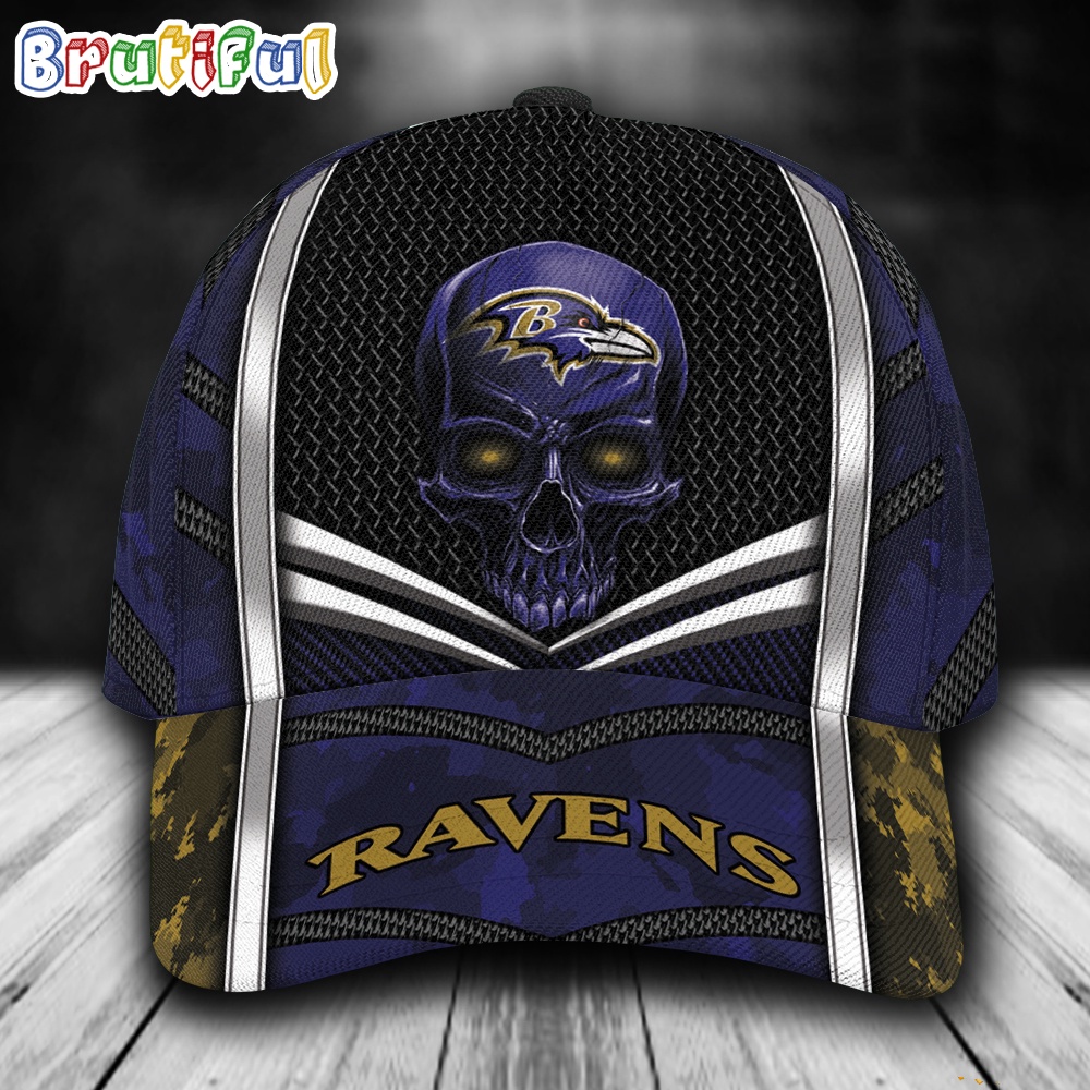 NFL Baltimore Ravens Special Halloween Skull Custom Baseball Cap