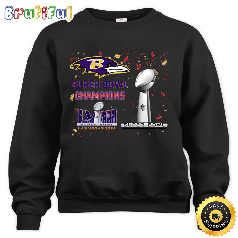 NFL Baltimore Ravens Sweatshirt Super Bowl LVIII 2024 Las Vegas Champions Unisex Sweatshirt