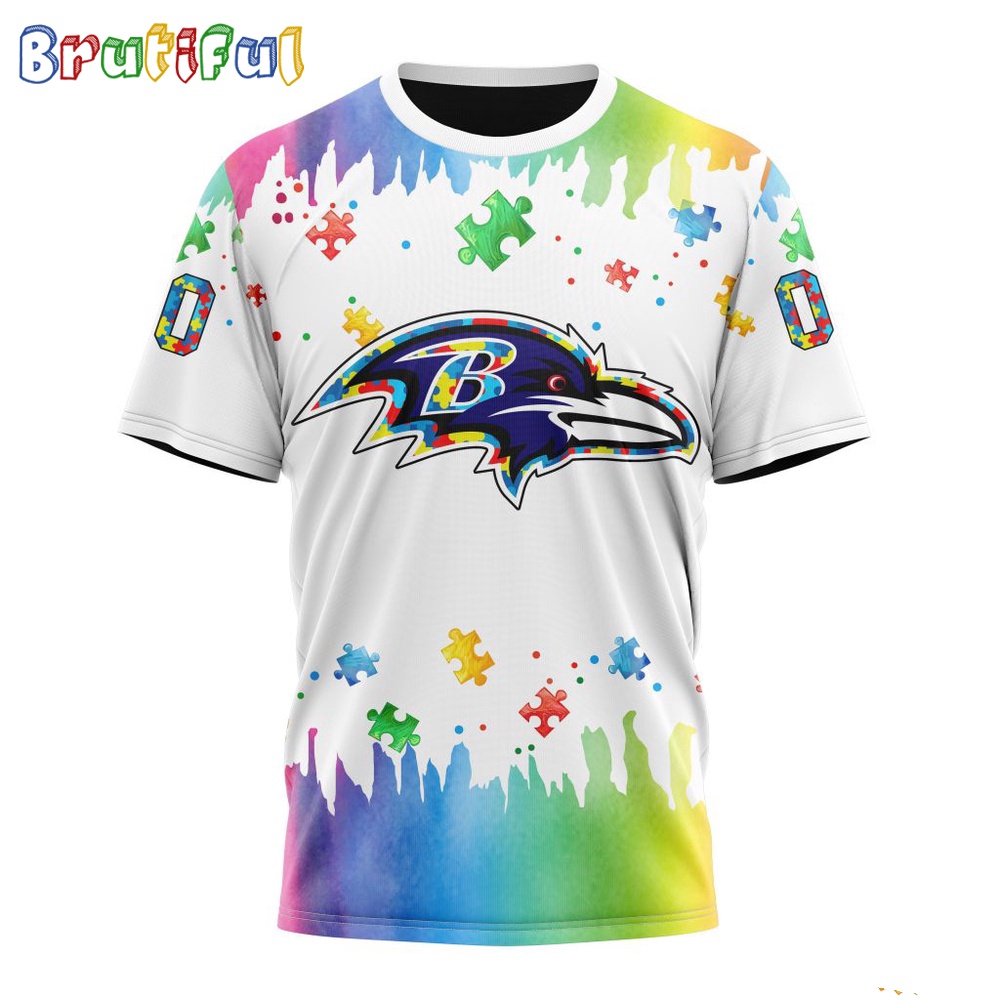 NFL Baltimore Ravens T-Shirt Special Autism Awareness Design All Over Print T-Shirt