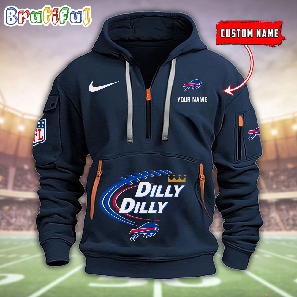 NFL Buffalo Bills Dilly Dilly Football Heavy Hoodie, Football Quarter Zip Hoodie Shirt
