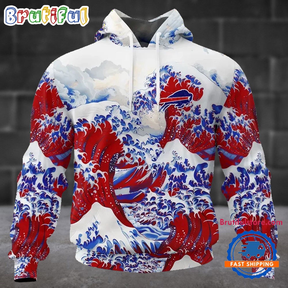 NFL Buffalo Bills Football Great Wave All Over Print Hoodie